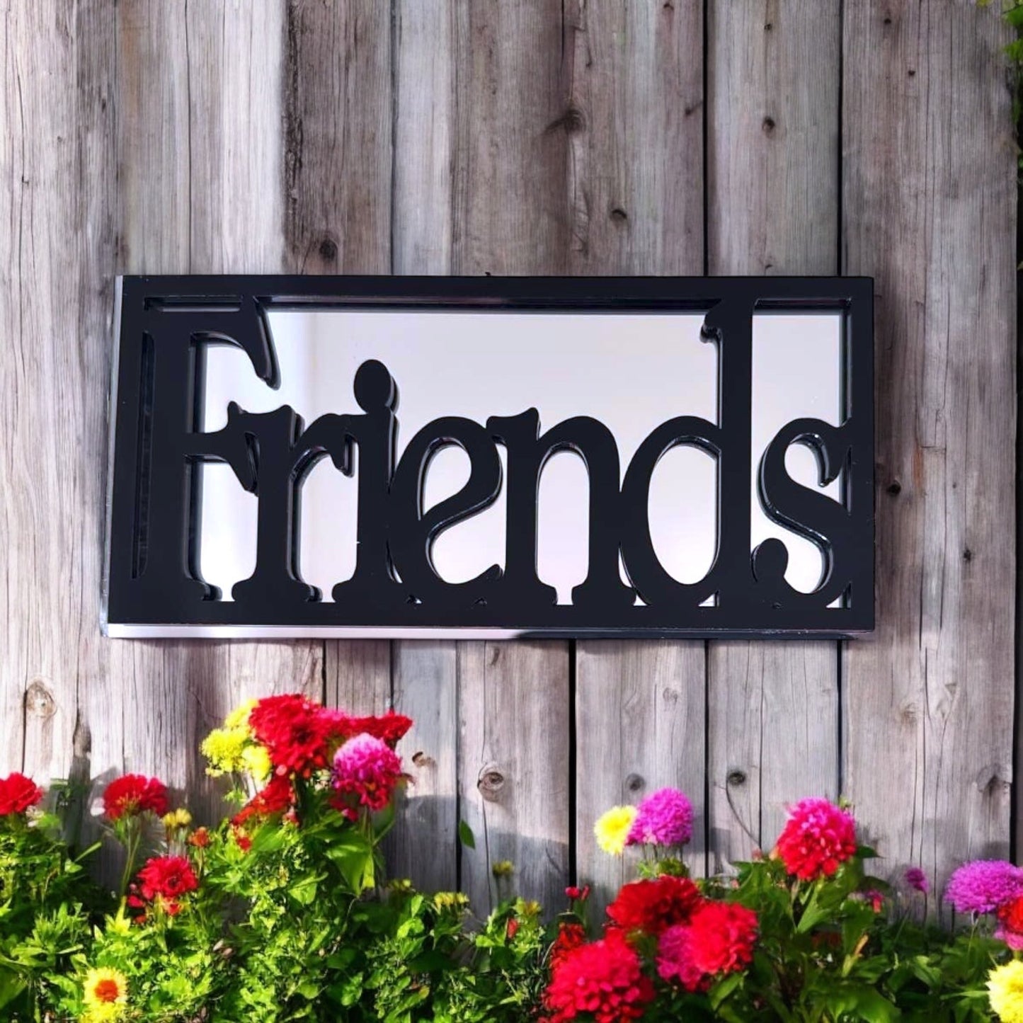 Friends Sign Framed Garden Mirror
