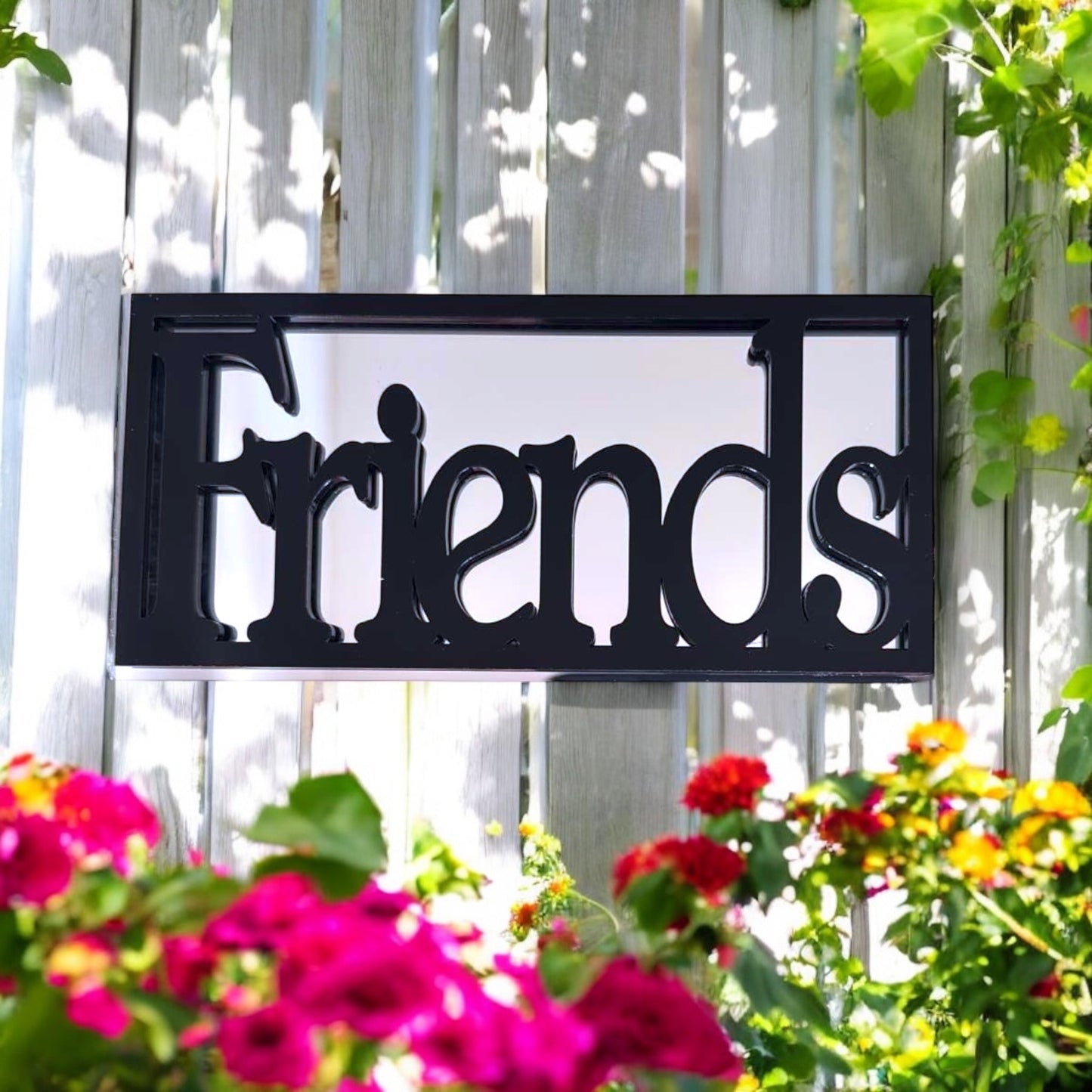 Friends Sign Framed Garden Mirror