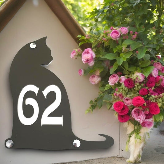 Cat House Number Sign