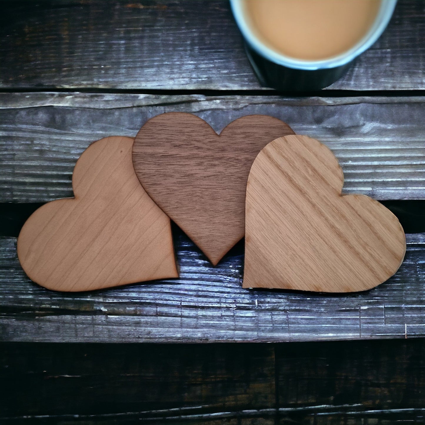 Heart Placemats & Coasters - Wooden Colours