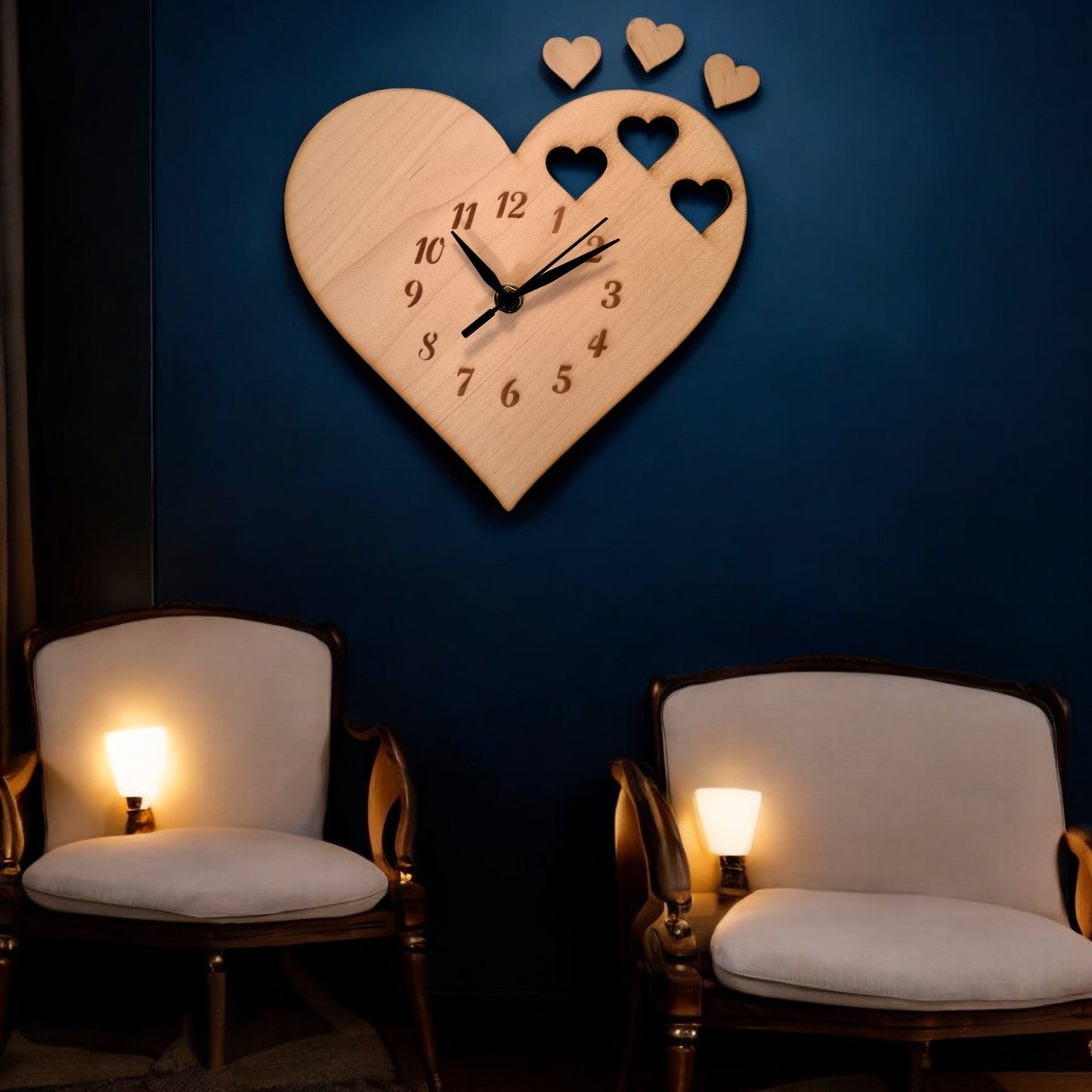 Hearts Shaped Wooden Clocks