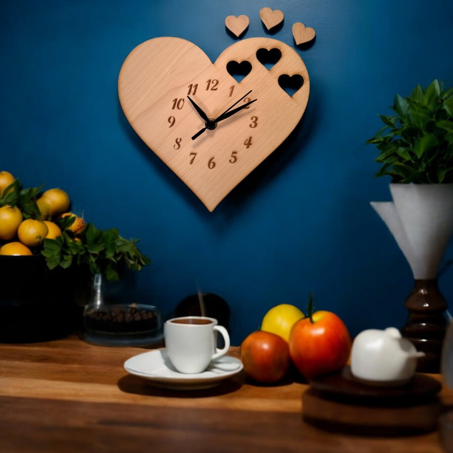 Hearts Clock - Wooden