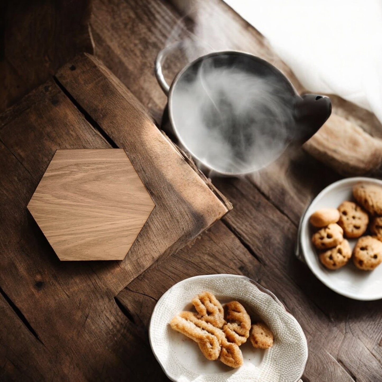 Hexagon Wooden Finish Coasters