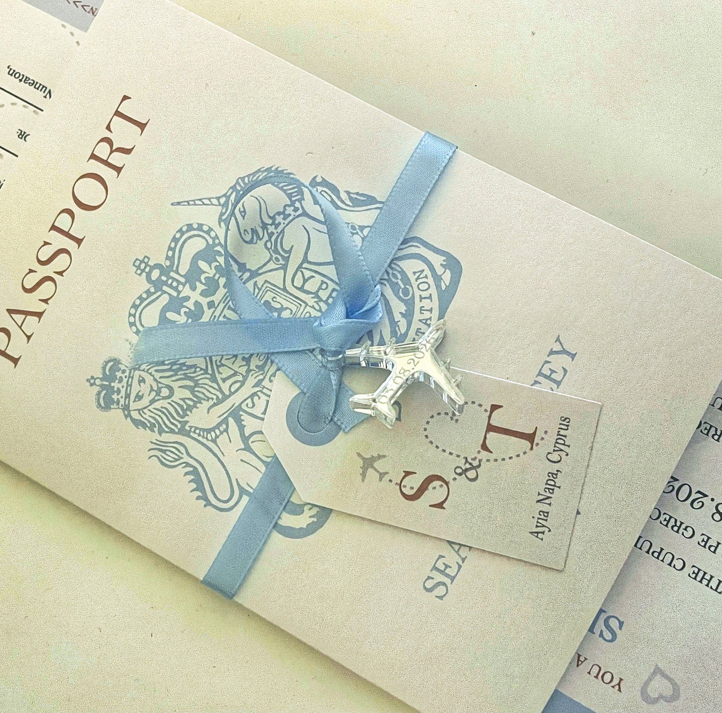 Aeroplane Wedding Invitation Charms - Many Colours/Sizes Available. (Bespoke Made, Hoop or Hole Options)