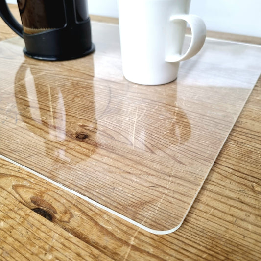 Acrylic Clear Worktop Savers - Plain or personalised engraving (Custom Sizes)