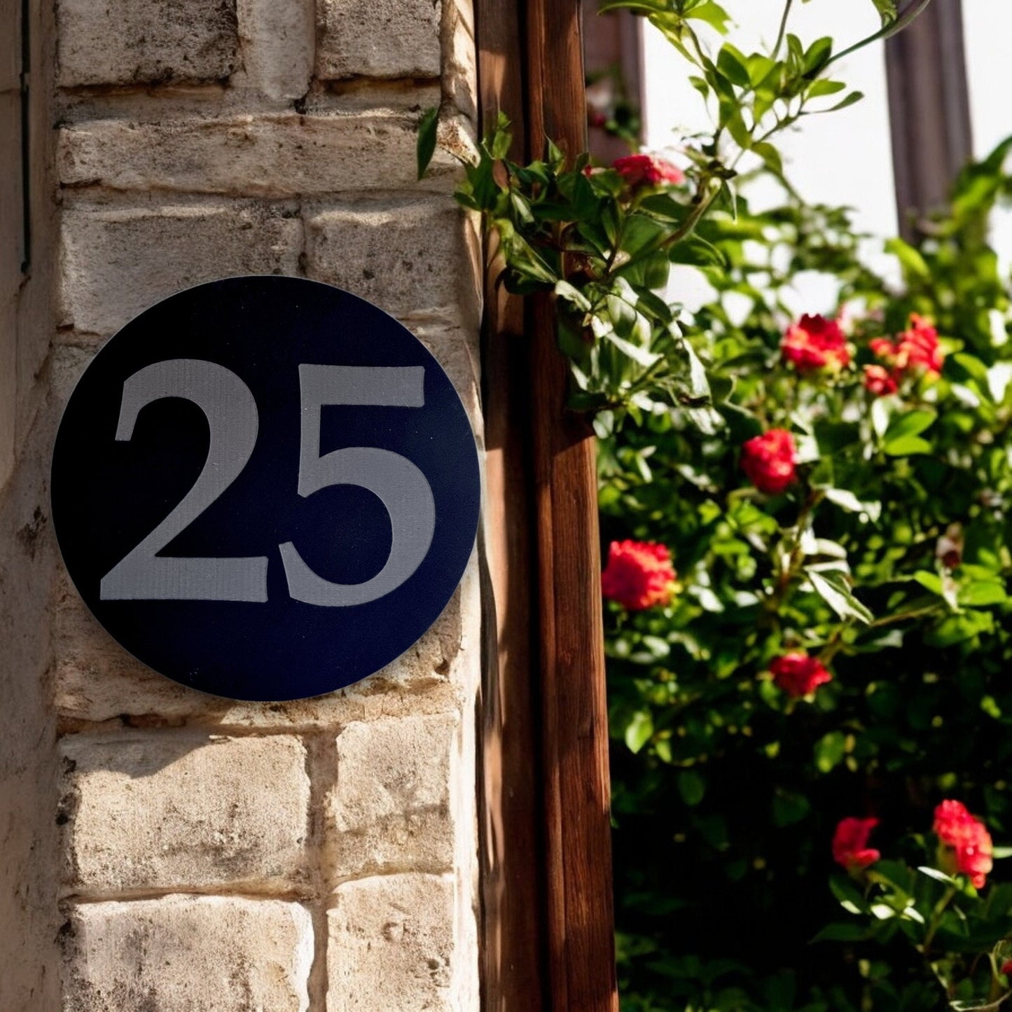 Custom Round Acrylic House Number Sign: Floating Design