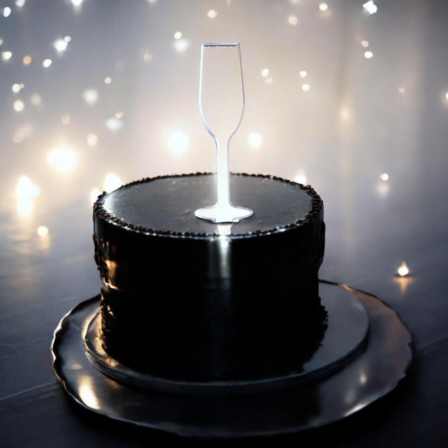 Champagne Flute Glass Shaped Cake Toppers