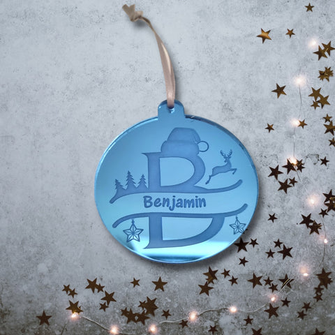 Personalised Initial Engraved Christmas Tree Decoration  - Many Colour Options (Bespoke Shapes and Sizes Made)