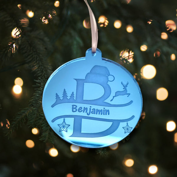 Personalised Initial Engraved Christmas Tree Decoration  - Many Colour Options (Bespoke Shapes and Sizes Made)
