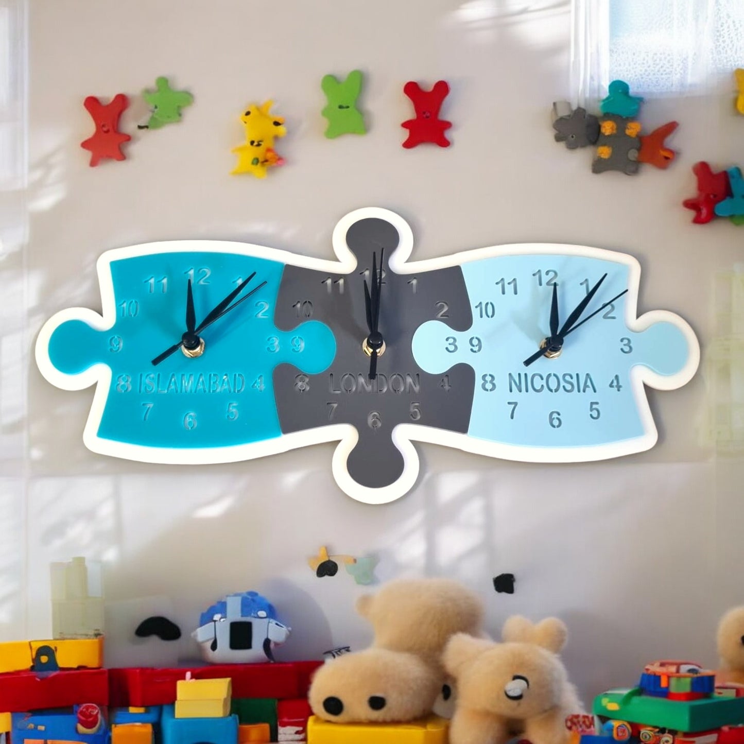 Bespoke Jigsaw Time Zones Clocks