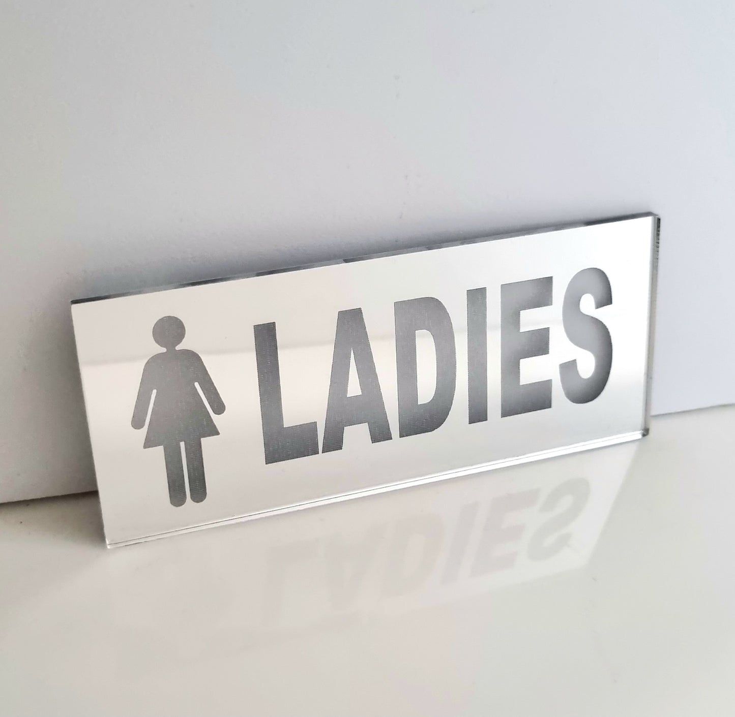 Ladies Toilet Sign - Mirrored