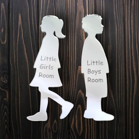 Engraved Little Boy & Little Girl Toilet Door Sign