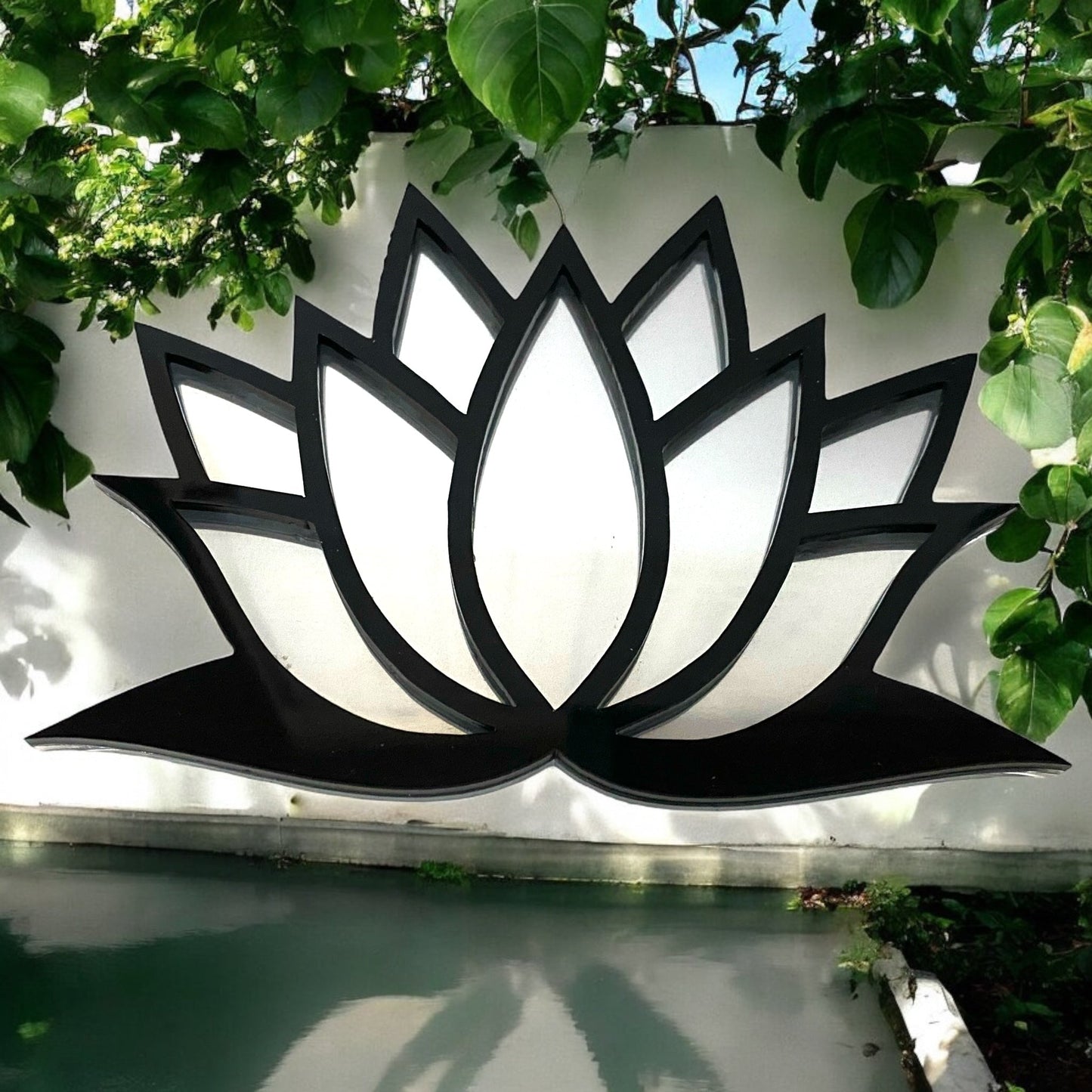 Lotus Flower Framed Garden Mirror