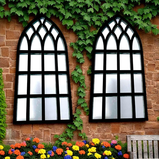 Pair of Gothic Arch Garden Mirrors