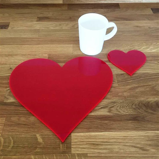 Heart Placemat and Coaster Set - Gloss