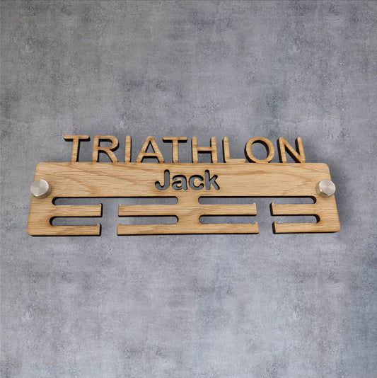 Triathlon Medal Hanger - Wood