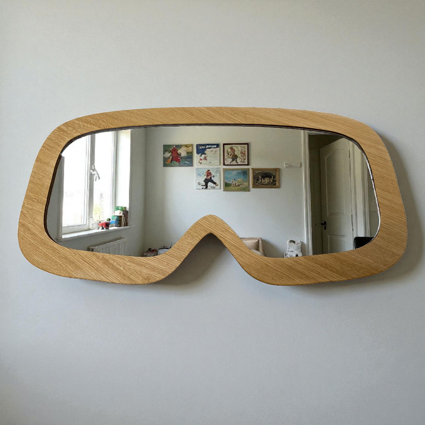 Wood Framed Ski Goggles Mirror