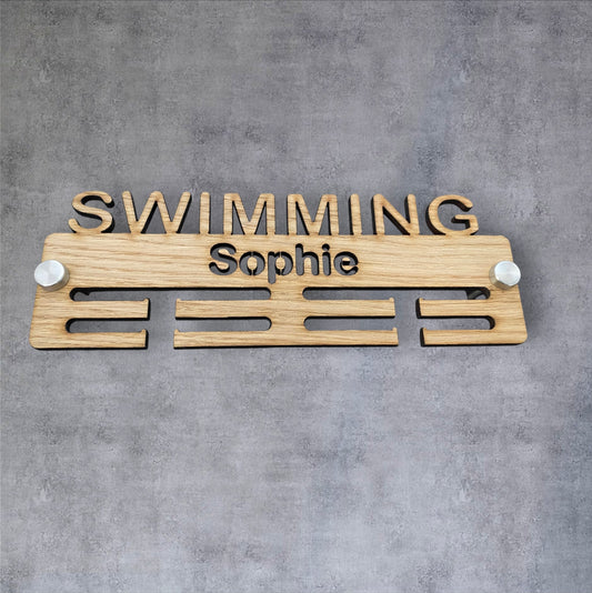 Swimming Medal Hanger - Wood