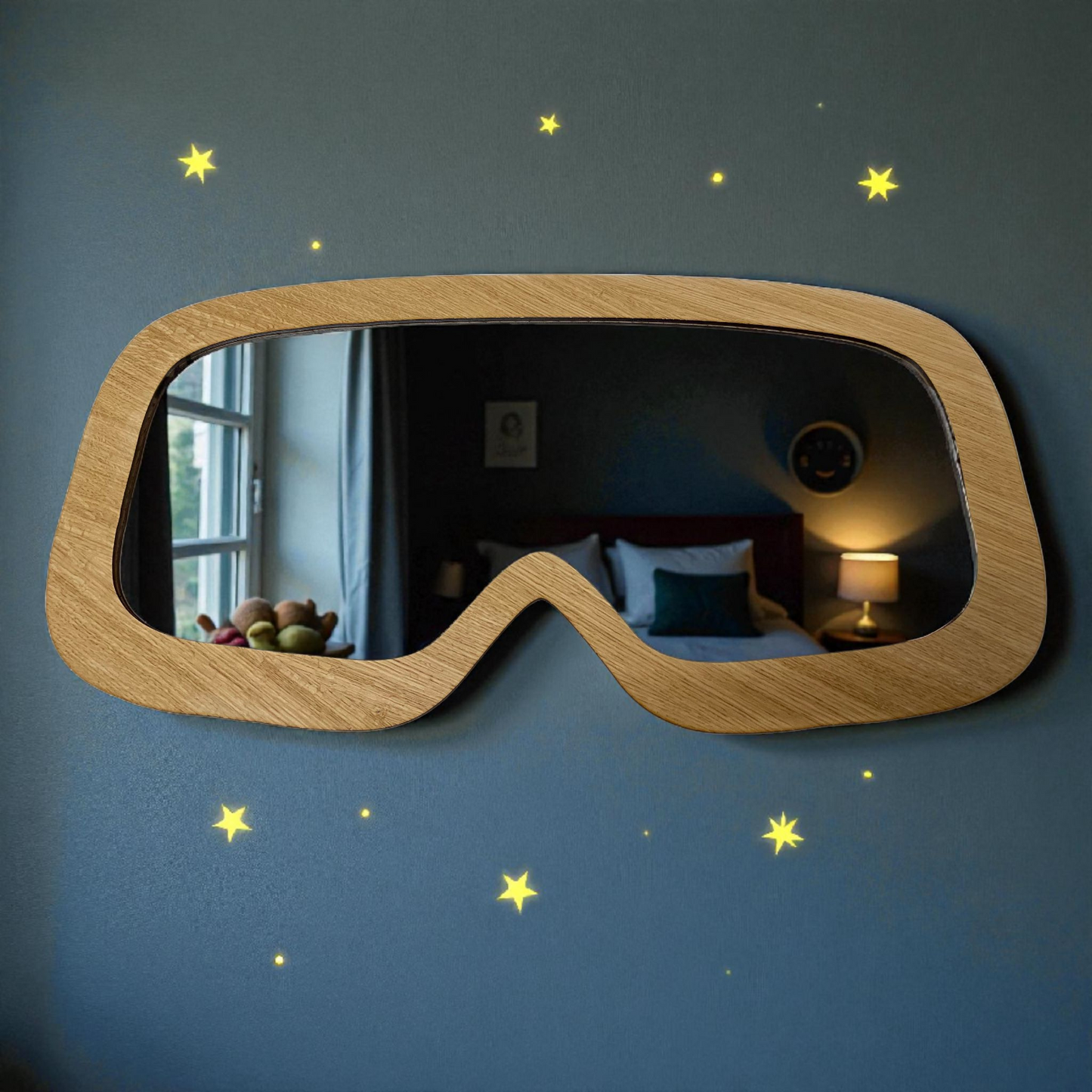 Wood Framed Ski Goggles Mirror