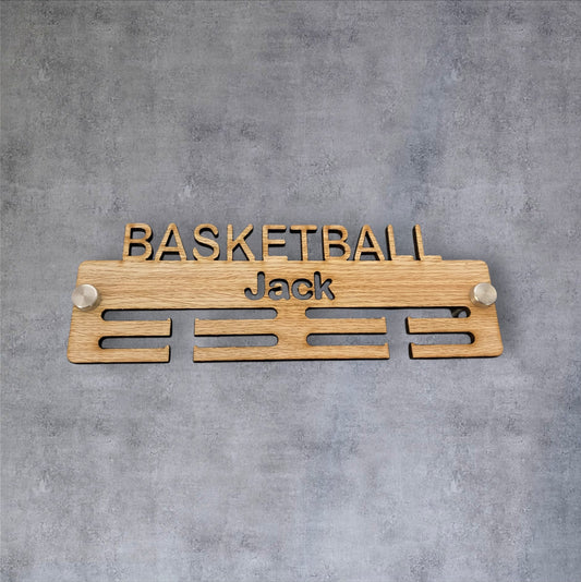 Basketball Medal Hanger - Wood