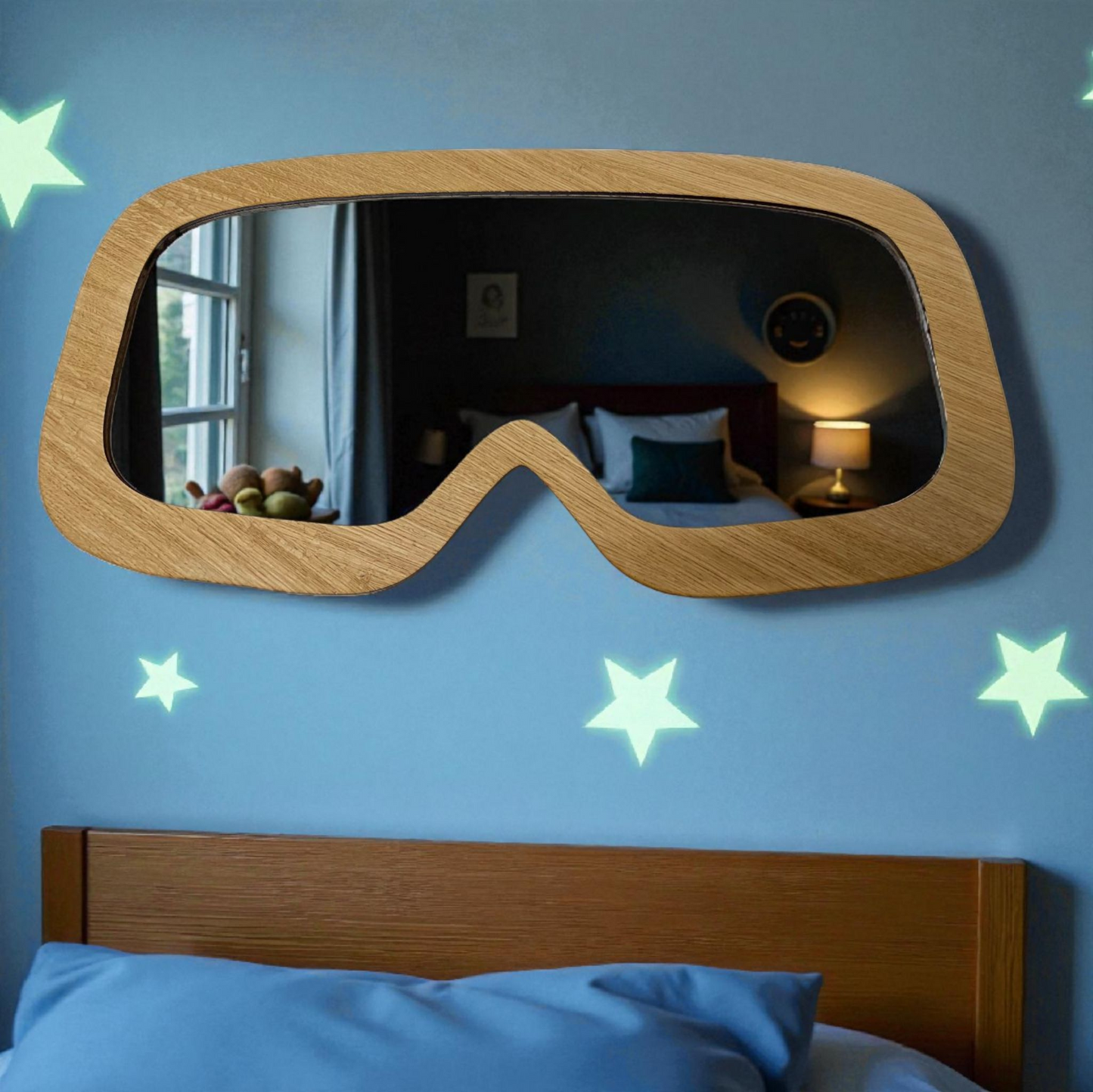 Wood Framed Ski Goggles Mirror