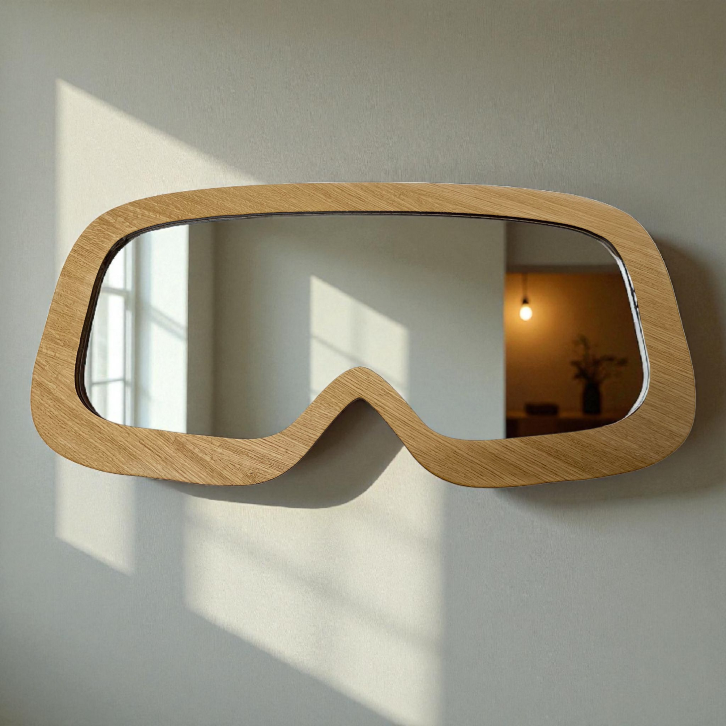 Wood Framed Ski Goggles Mirror