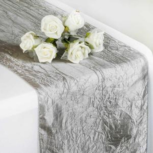 Silver Taffeta Table Runners, 30cm x 274cm or 12" x 108"