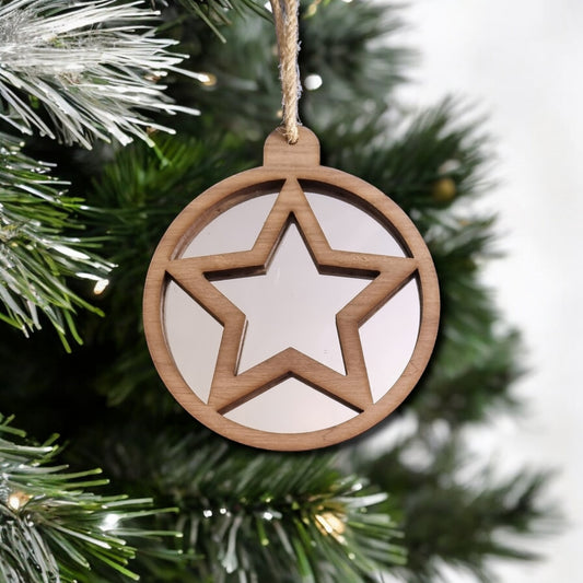 Star Christmas Decoration - Wood and Mirror