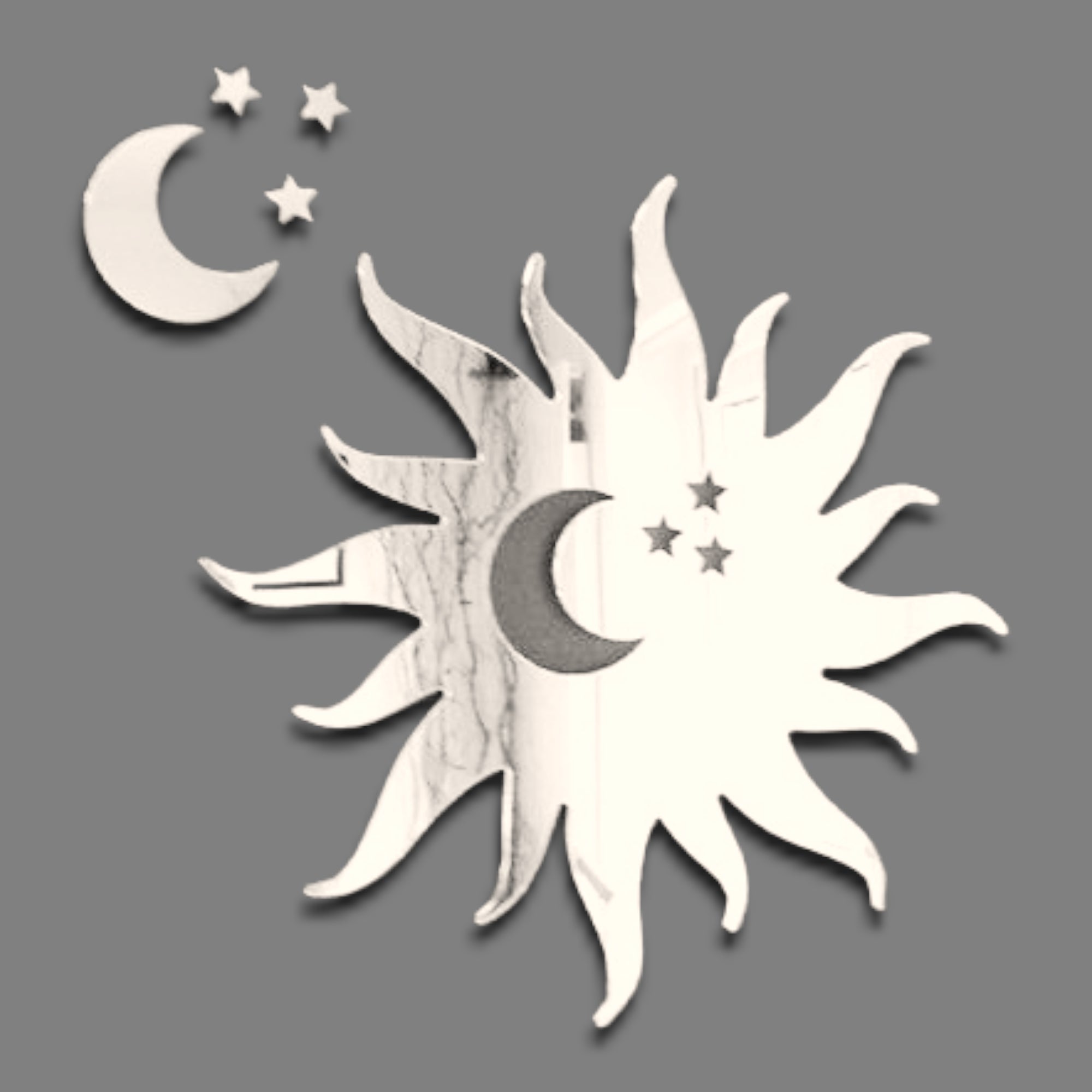 Sun with Cut-Out Moon & Stars