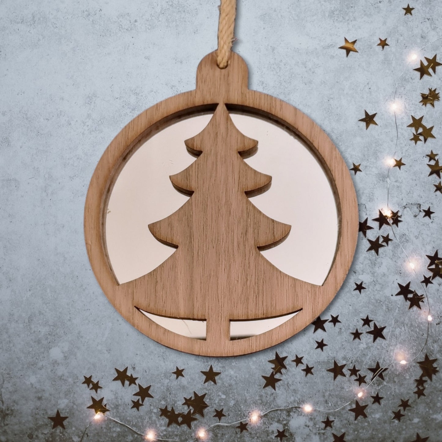 Christmas Tree Shaped Decoration - Wood and Mirror