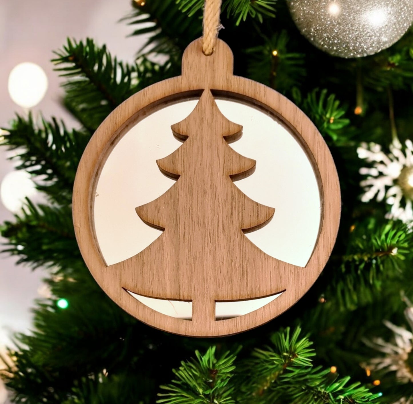 Christmas Tree Shaped Decoration - Wood and Mirror