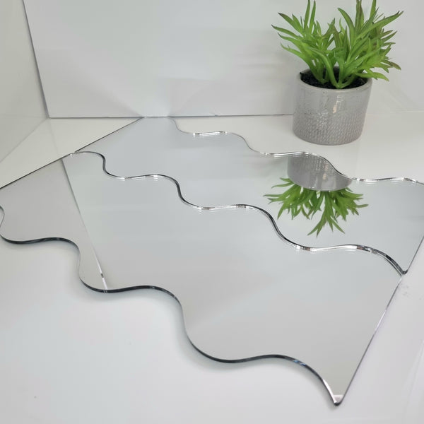 Pair of Wave Acrylic Mirrors