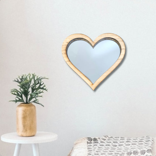 Wood Framed Heart Mirror