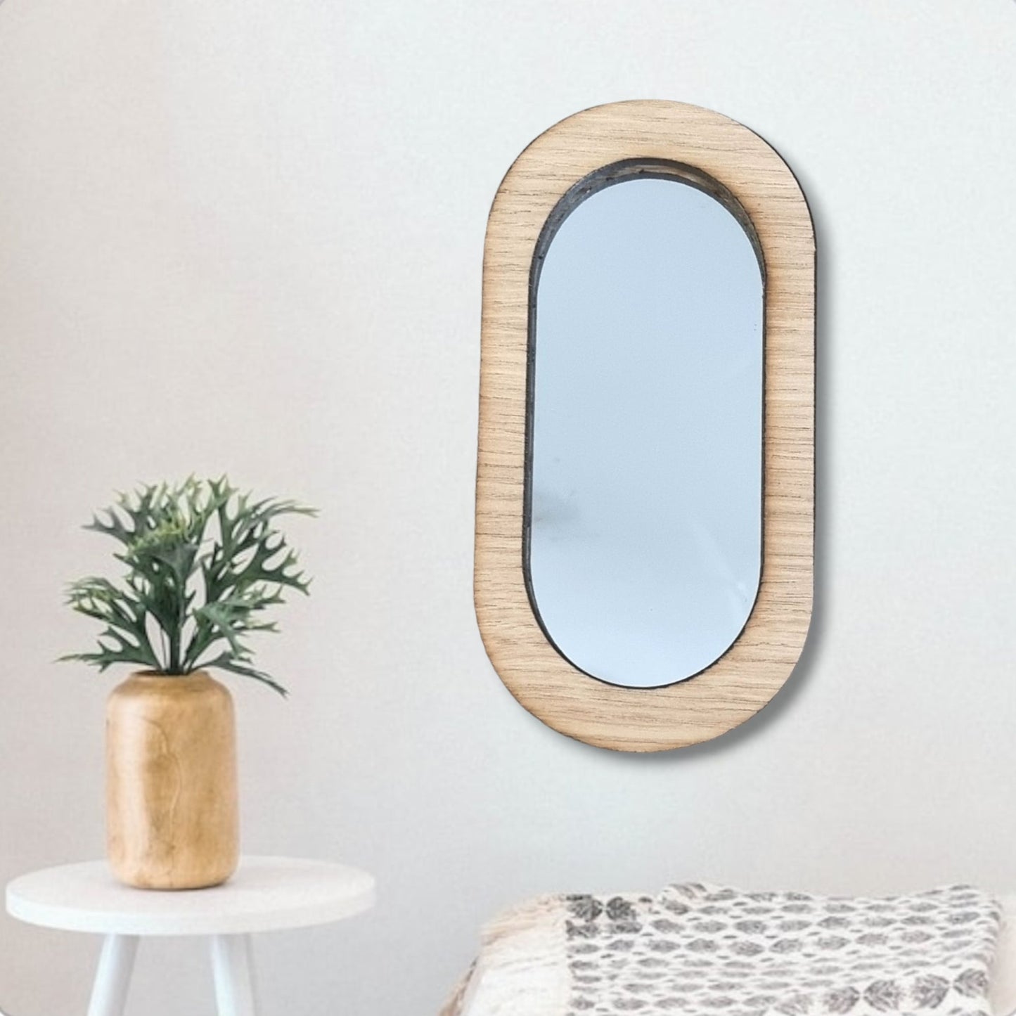 Wood Framed Pill Mirror