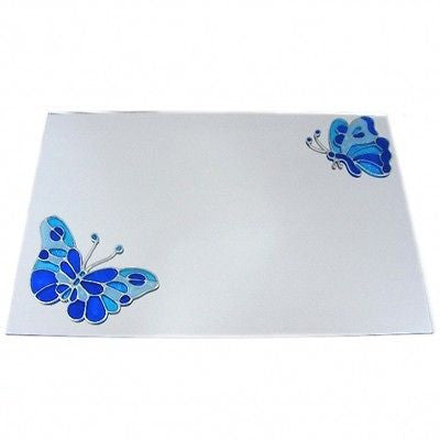 Stained Glass Effect Blue Butterflies Mirror