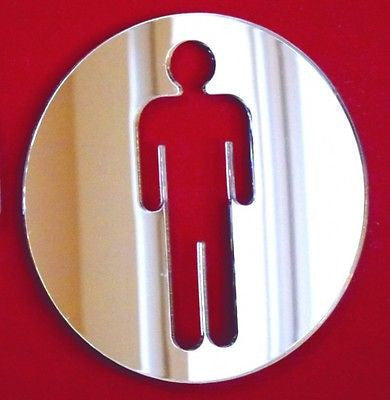 Male Toilet Sign - Round - Mirrored