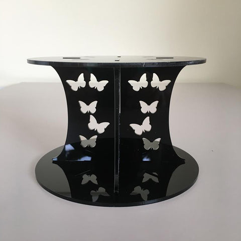 Butterfly Design Round Wedding/Party Cake Separator - Black