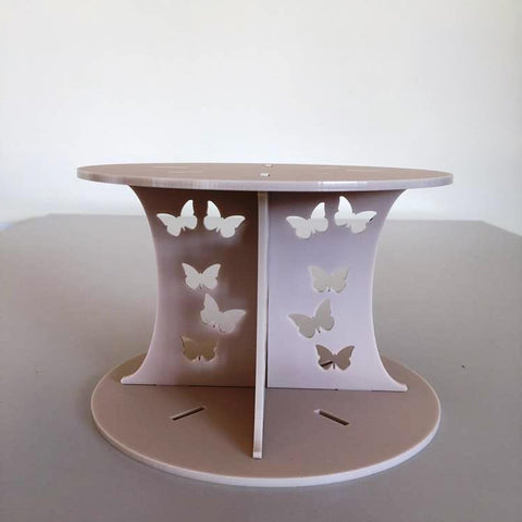Butterfly Design Round Wedding/Party Cake Separator - Latte