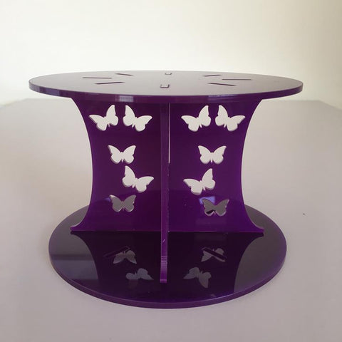 Butterfly Design Round Wedding/Party Cake Separator - Purple