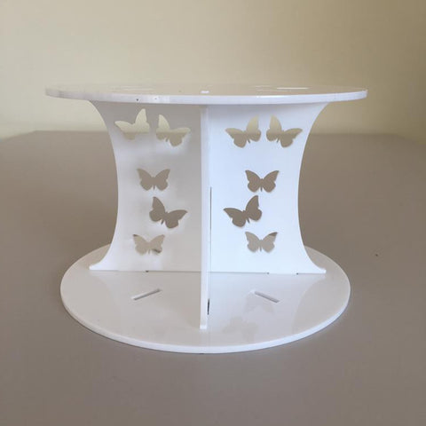 Butterfly Design Round Wedding/Party Cake Separator - White