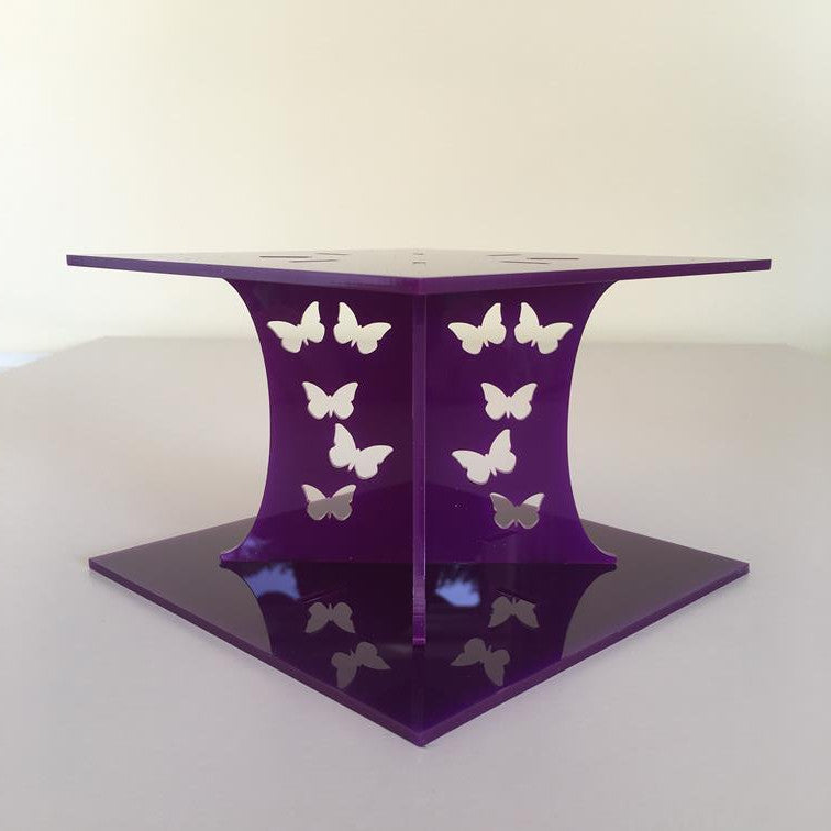 Butterfly Square Wedding/Party Cake Separator - Purple