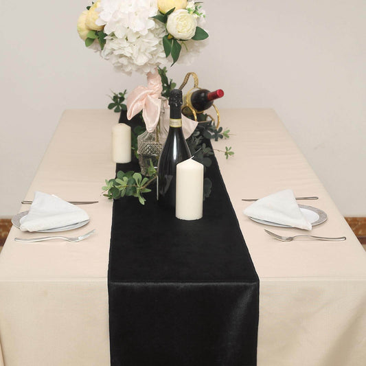 Black Premium Velvet Satin Table Runner