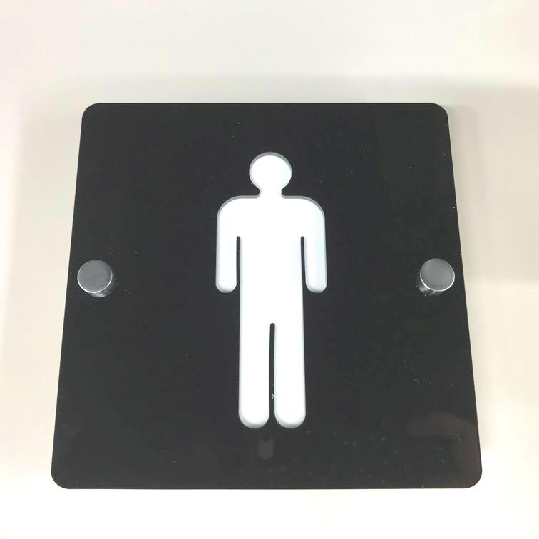Square Male Toilet Sign - Black & White Gloss Finish