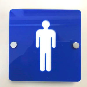 Square Male Toilet Sign - Blue & White Gloss Finish