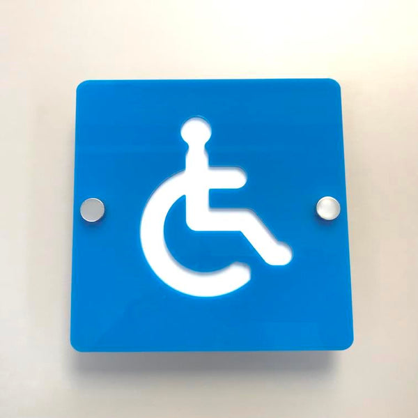 Square Disabled Toilet Sign - Bright Blue & White Finish