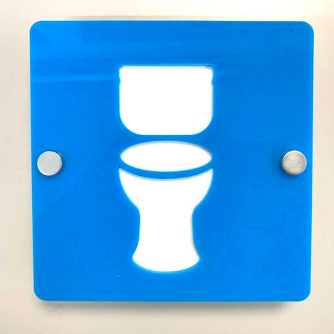 Square Toilet Sign - Bright Blue & White Gloss Finish