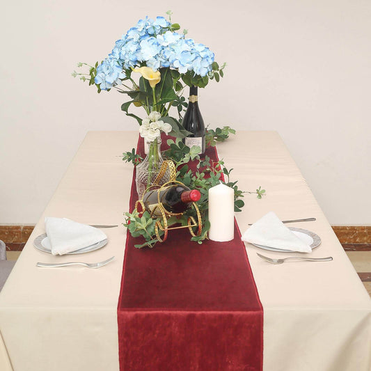 Burgundy Premium Velvet Satin Table Runner