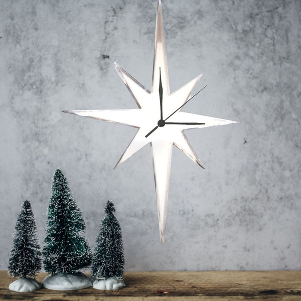 Christmas Star Shaped Clocks - Many Colour Choices