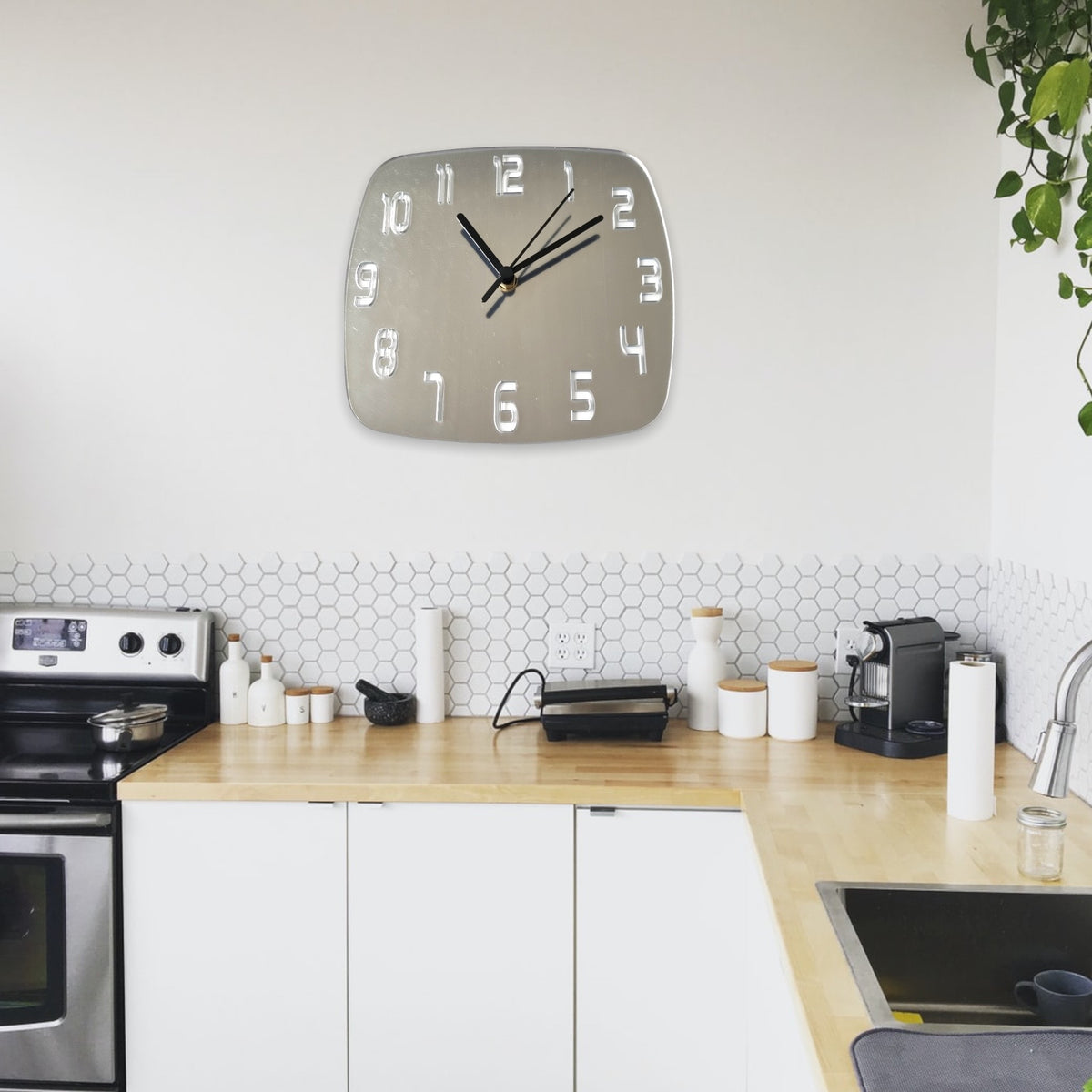 Coromatic Square Clock Contemporary Numbered Square Two Colour Clocks - Mirror – Servewell