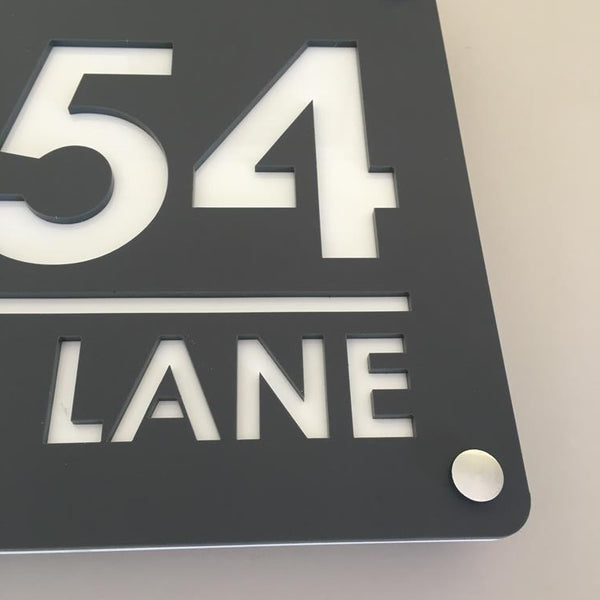 Large Rectangular House Number & Street Name Sign - Graphite & White Matt Finish